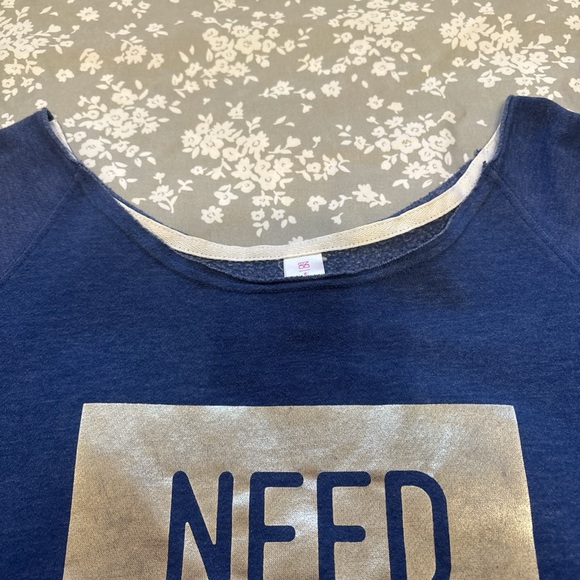 No Boundaries Navy 'Need Coffee' Sweatshirt Graphic Slouchy Sz XL - Picture 3 of 7